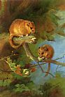 Archibald Thorburn Famous Paintings - Dormice